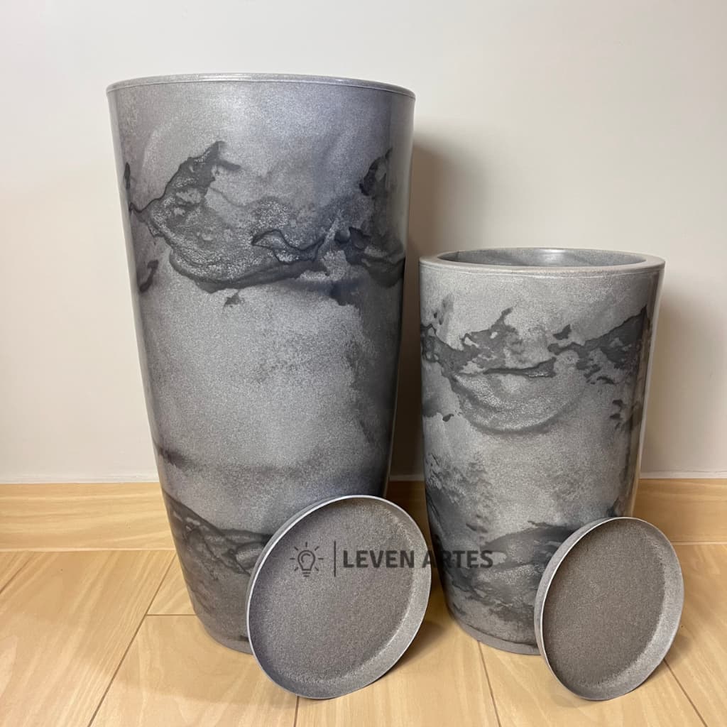 Kit 2 Vasos Cone Bojo Polido M+G Com Prato Resistente Decorativo Versátil ReMartesanatos