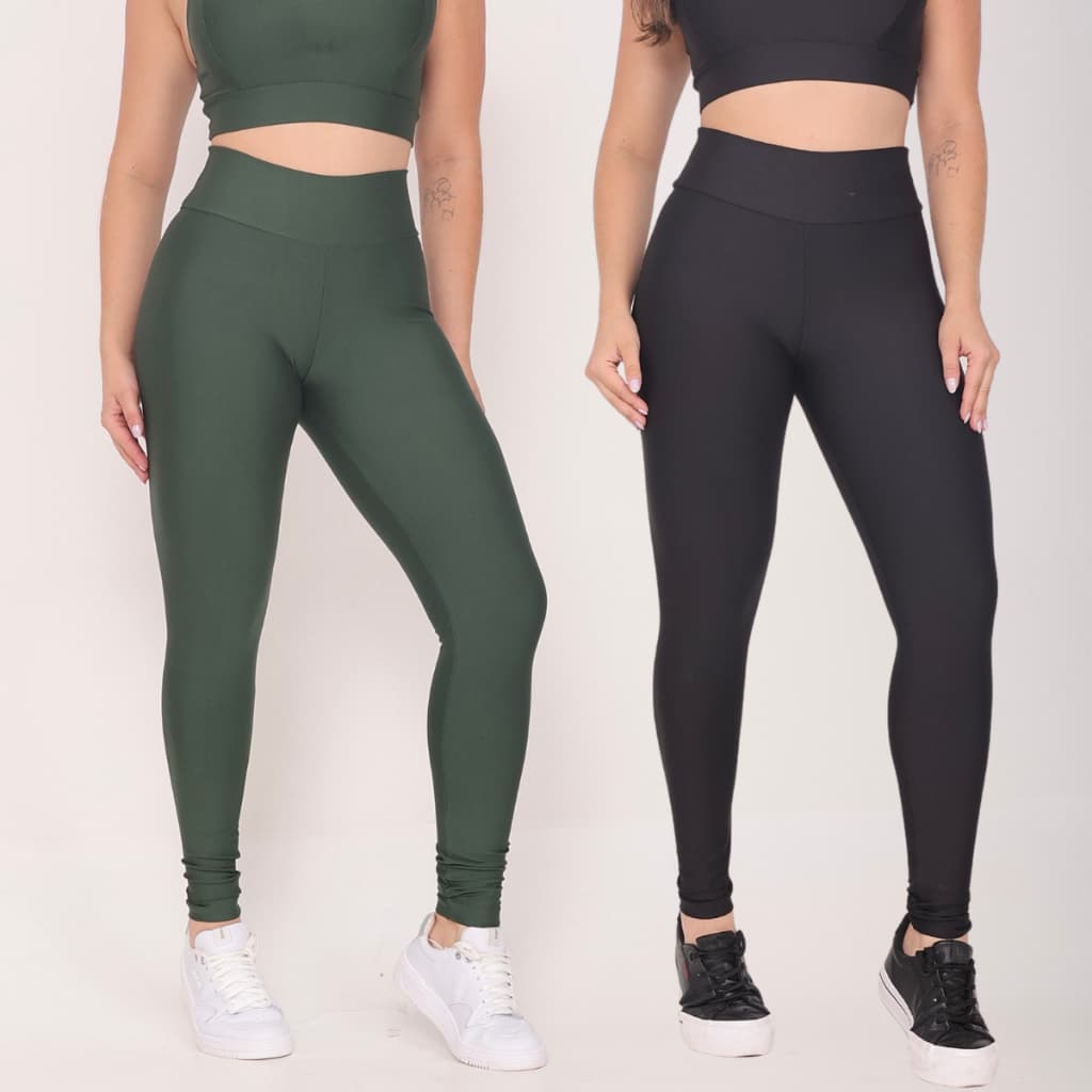 Kit 2 Calças Legging Feminina Para Academia Suplex