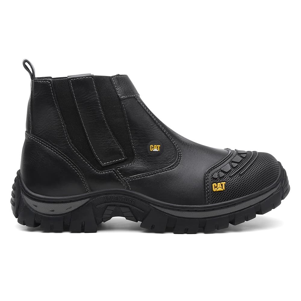 Botina Caterpillar Segurança Trabalho Couro Legítimo Bico PVC Reforçado Original
