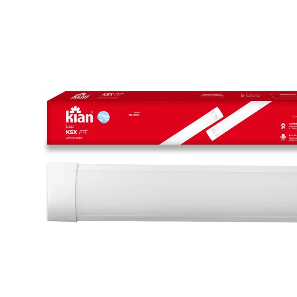 Luminaria Tubular Led Sobrepor Slim 120cm 6500k Branco Frio 4000k Branco Quente Calha Kian