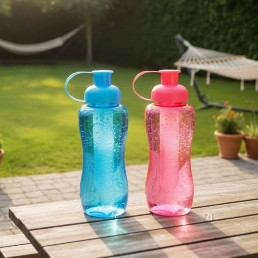 Garrafa Squeeze De Agua Plastica Transparente Com Tubo De Gelo Treino Academia 600ml