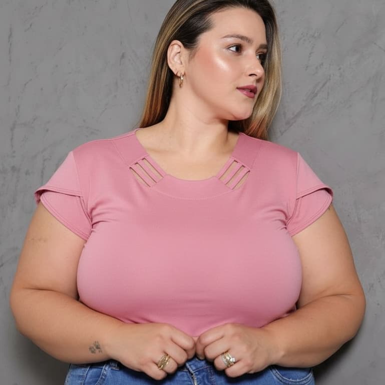 Blusa Plus Size GG Manga Curta Cores Modernas