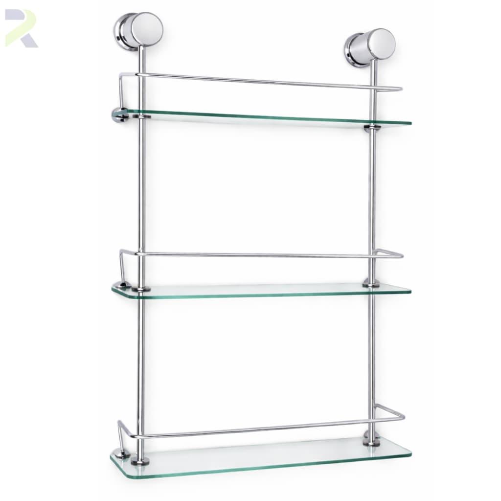 Porta Shampoo Reto Triplo Incolor ou Fumê Prateleira Banheiro Lavabo 40cm Luxo Vidro 6mm