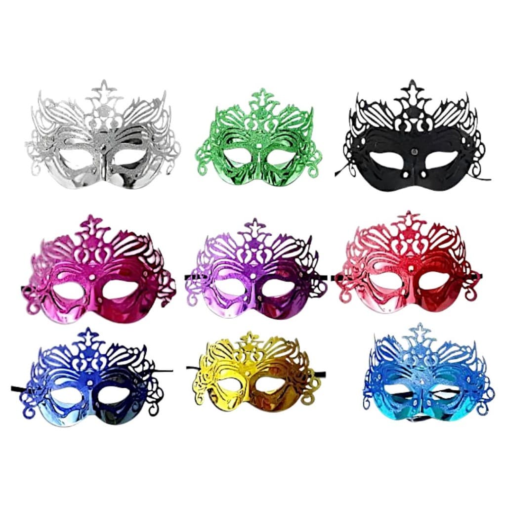 Máscara Carnaval C/ Gliter Festa Fantasia Veneziana Arabesco Metalizada Glitter Brilhante Cores
