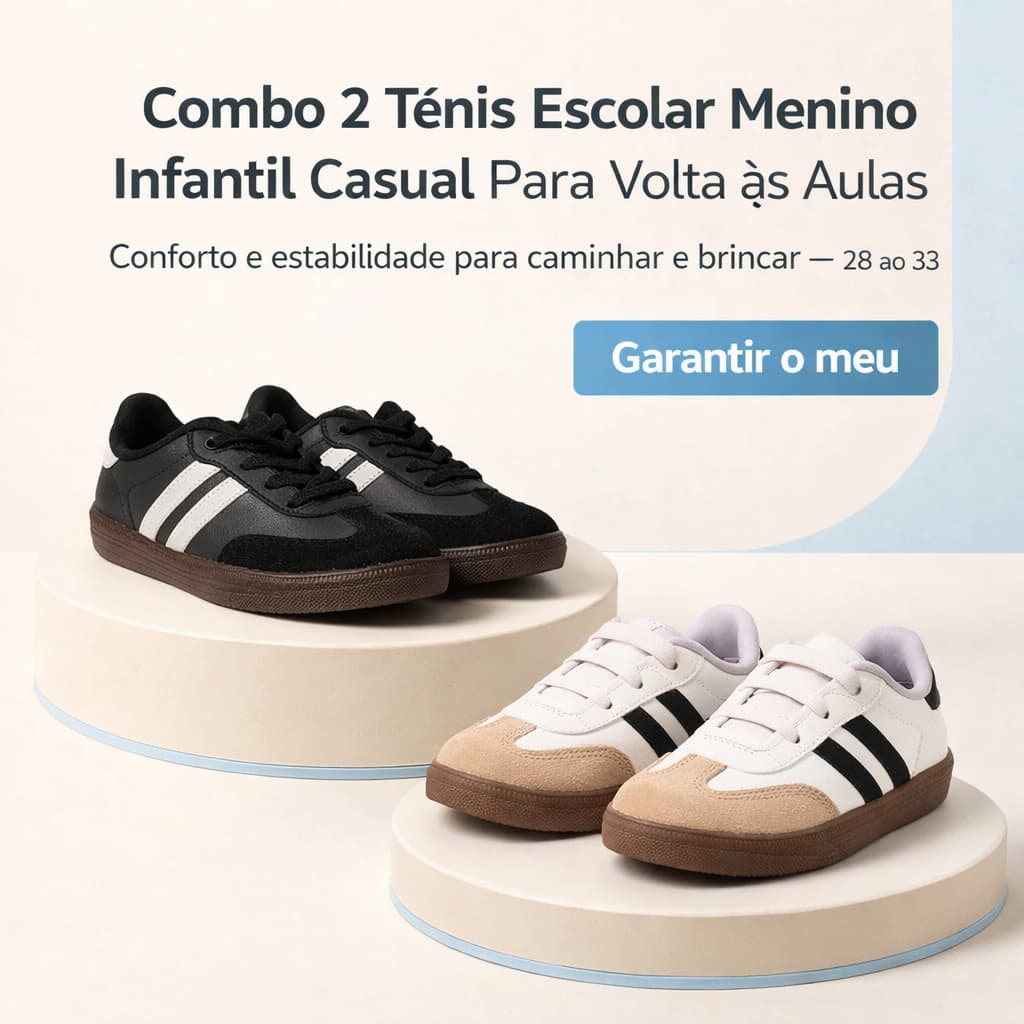Combo 2 Tenis Menino Casual - Conforto e Estabilidade Para Brincar - 28 AO 35 - GARANTA O SEU!
