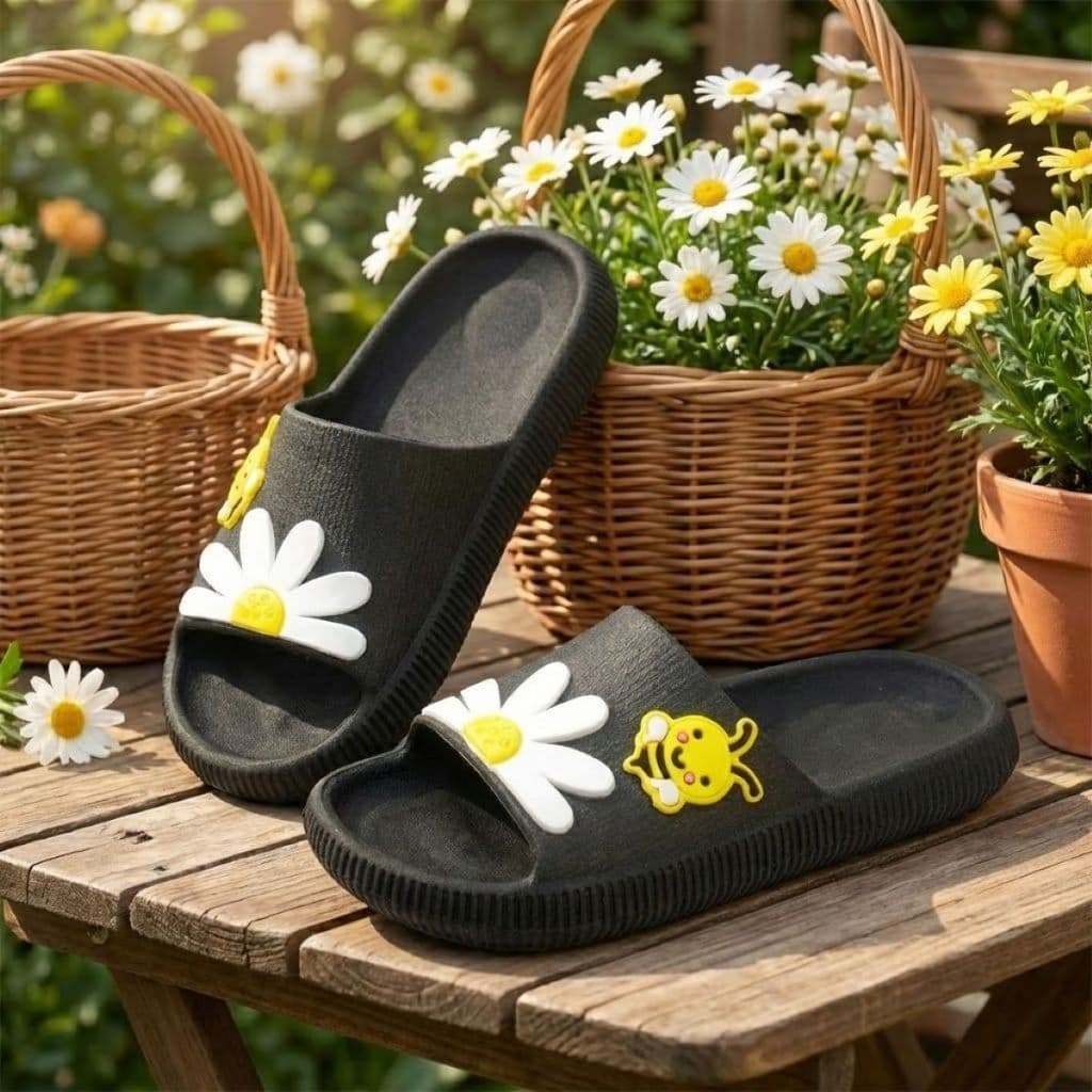 Sandália Slide Infantil Feminina Cores Margarida Macia Antiderrapante