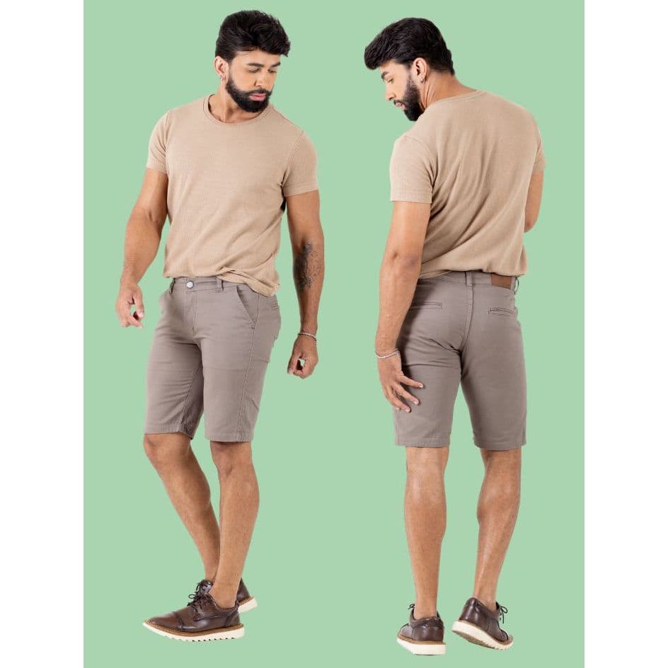 Bermuda Brim Caqui Casual Confortável Resistente Moderna e Ideal para Trabalho Passeios e Uso Diário