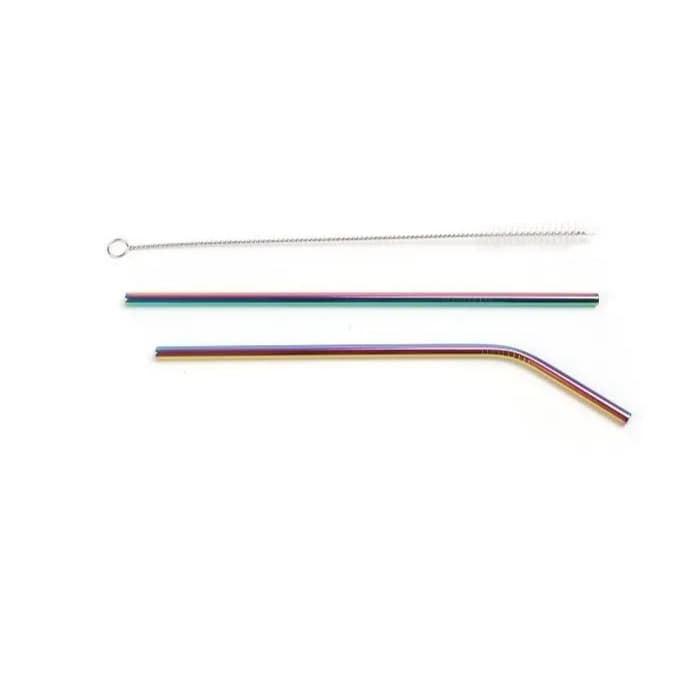 Canudo Inox Holográfico Kit Escova Limpeza 3 Peças