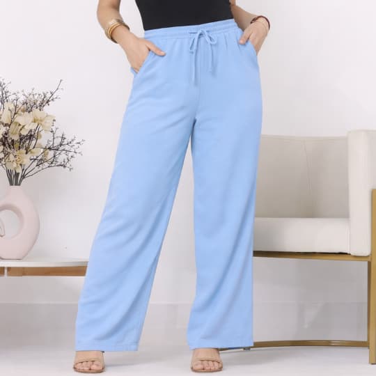 calça pantalona lastex com elastico na cintura bolso faca tecido duna