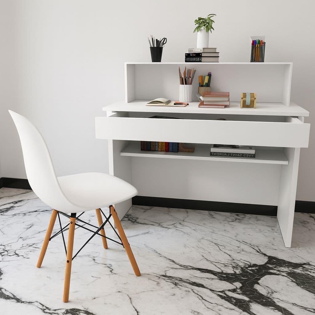 Escrivaninha com Prateleira para Livros e Espaço para Notebook - Ideal para Quarto ou Escritório