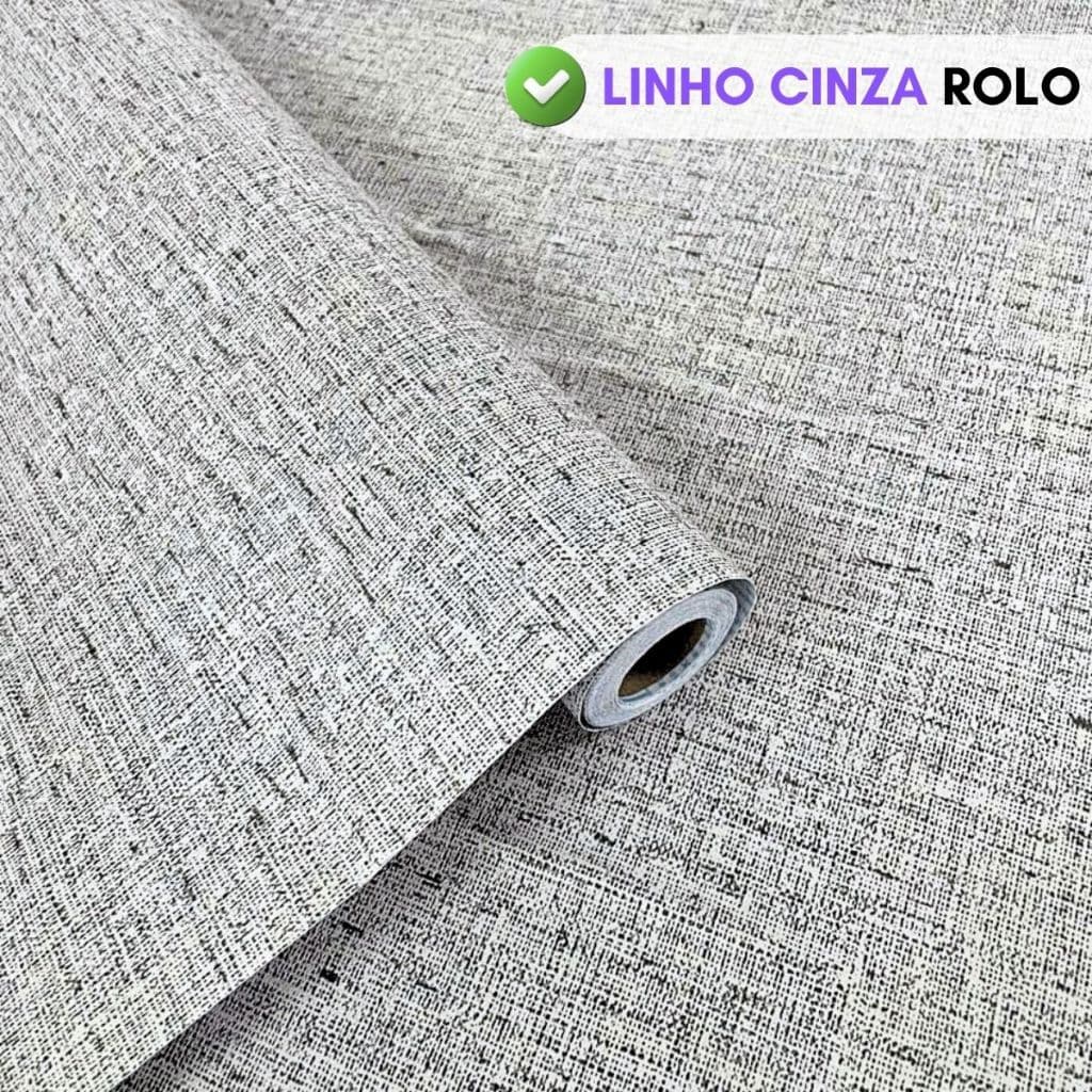 Papel de Parede Auto Adesivo Cinza Linho Ambientes Sofisticados 1M 2M 3M 5M Salas Quartos Escritórios