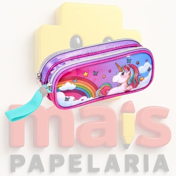 Estojo Duplo Unicórnio Clio Style Escolar Infantil