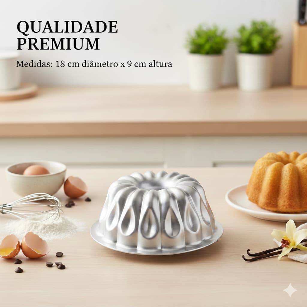Forma de Bolo Decorado Gota/Petálas em Aluminio Premium Profissional