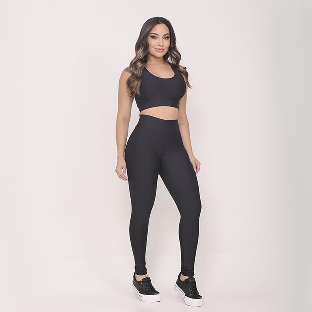 Conjunto Legging Academia Zero transparência Top Fitness Calça Treino Feminino
