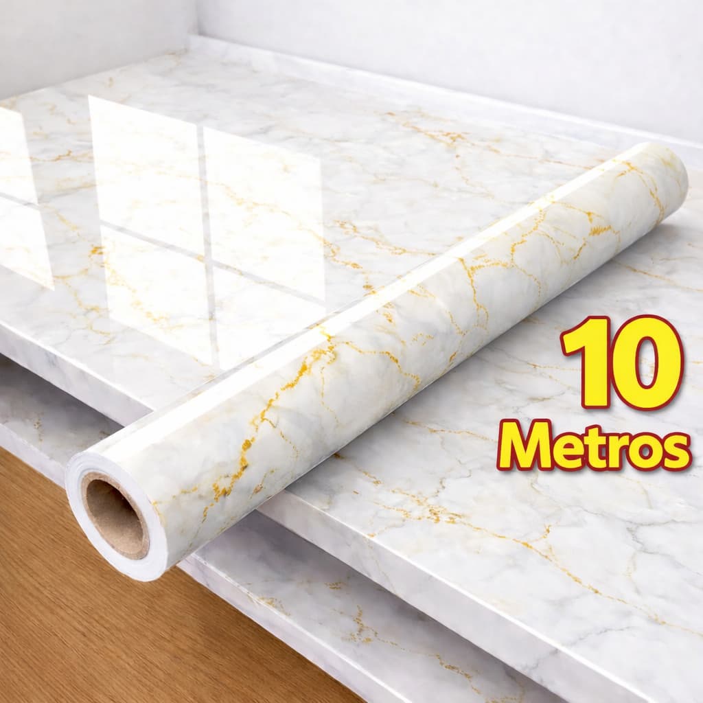 Papel De Parede Mármore Dourado Adesivo