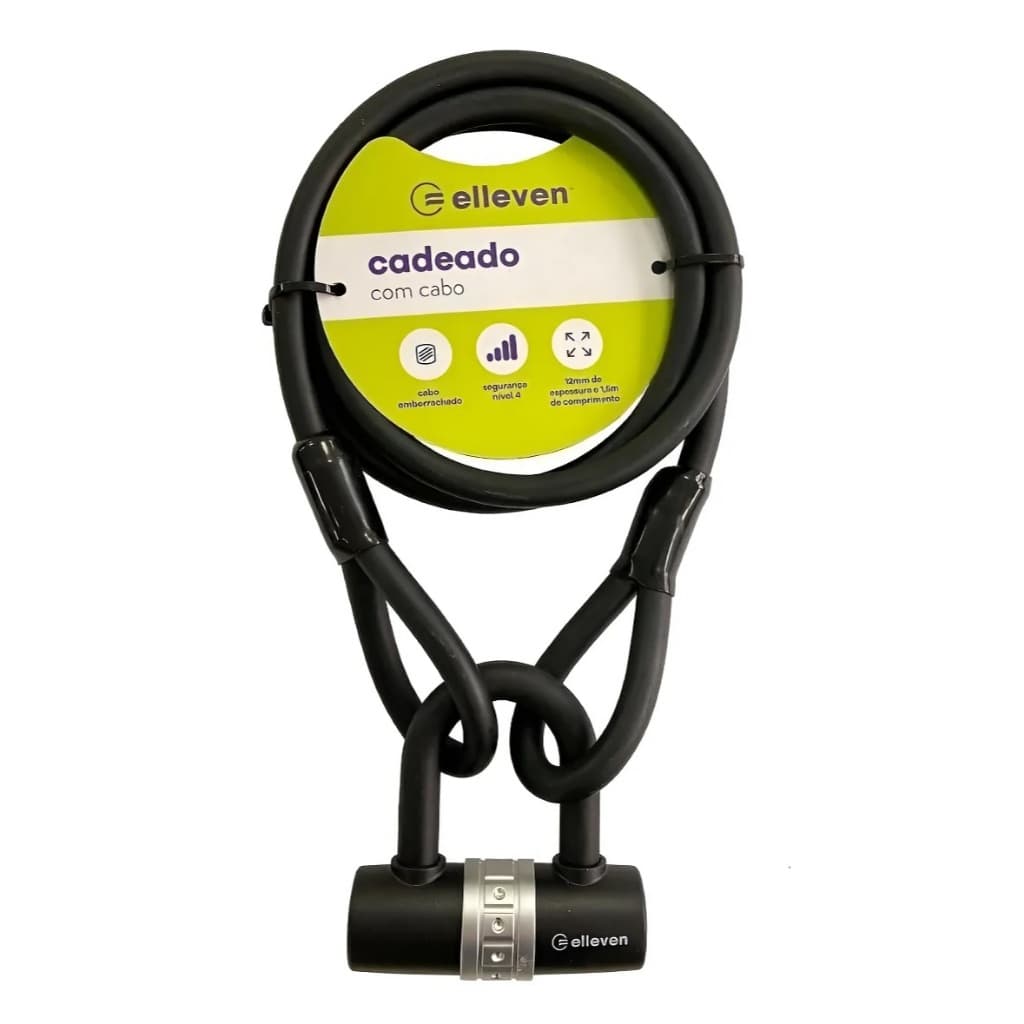 Cadeado Bike Moto Elleven Tipo U-lock 1.5m X 12mm Cor Preto