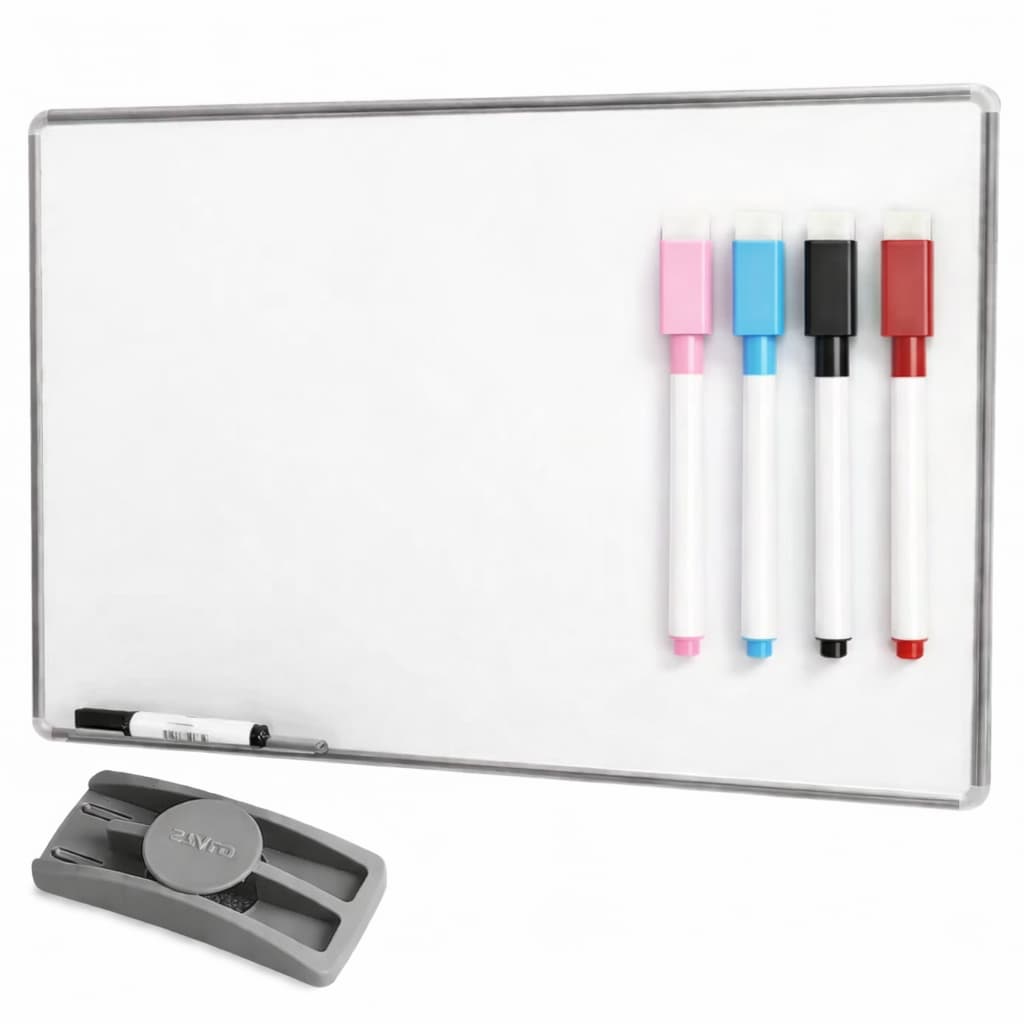 Lousa Quadro Branco Moldura De Alumínio 40x30 Cm + Apagador + 4 Marcador Com Imã