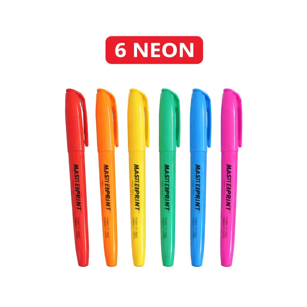 Kit 6 Marca Texto Neon Caneta marca texto Masterprint