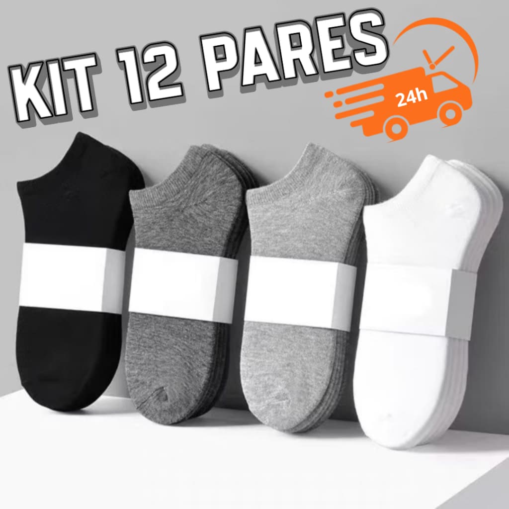 Kit 12 Pares de Meias Soquete Cano Curto Tamanho Único