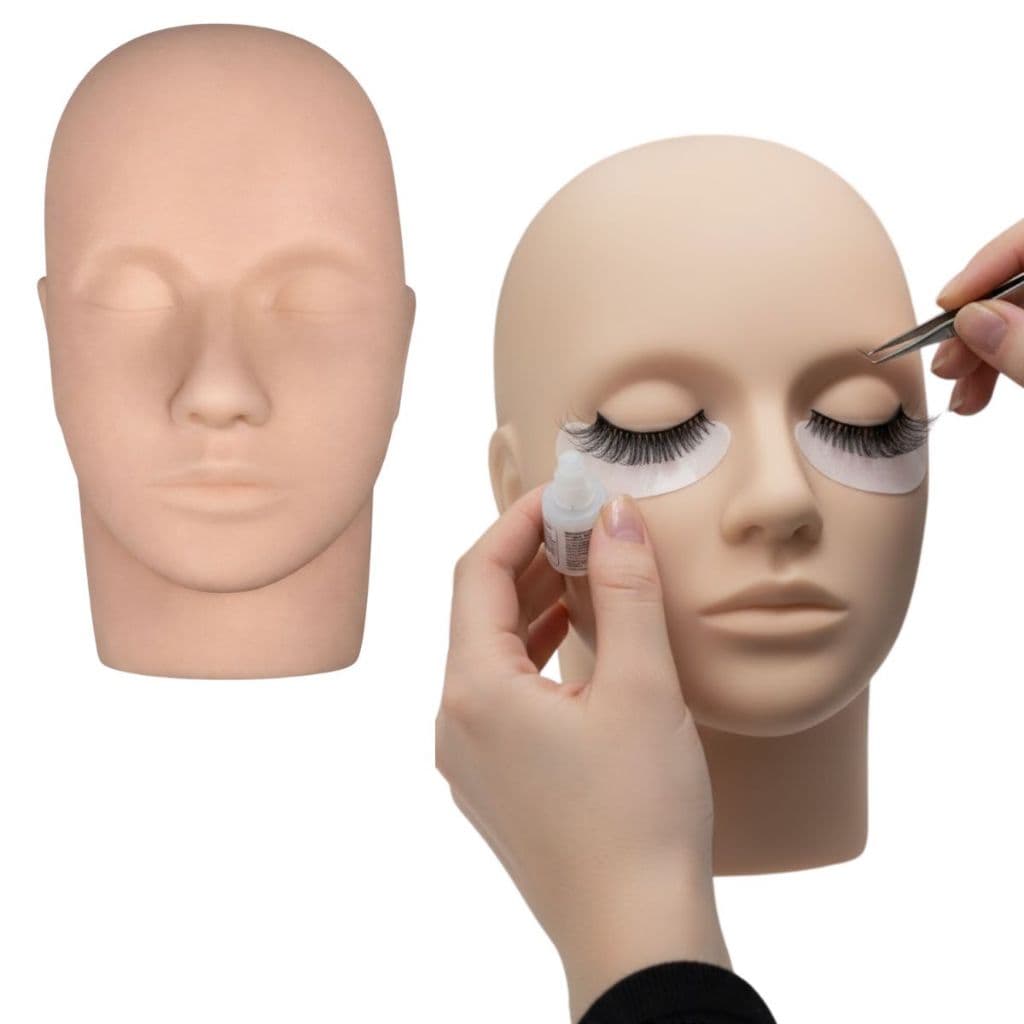 Cabeça de Boneca de Silicone Para Treinamento Alongamento Cilios Maquiagem