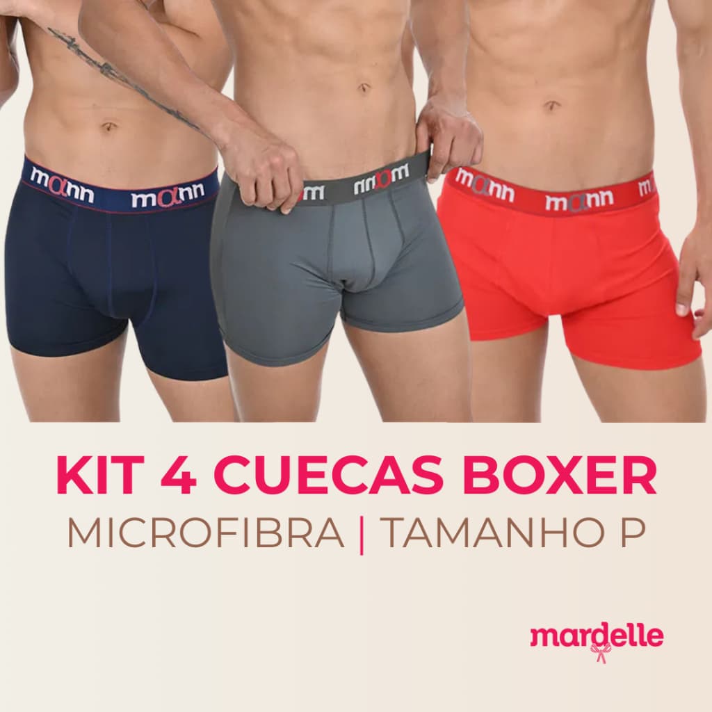 Kit 4 Cuecas Boxer Microfibra Mann Mardelle Tamanho P