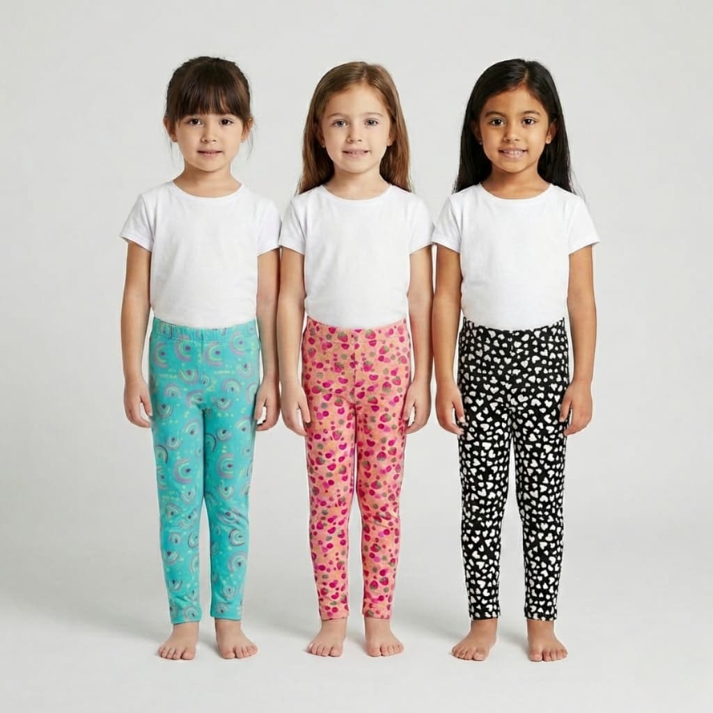 Kit 3 Calças Leggings Menina Algodão Premium Estampas Exclusivas Verão Design Minimalista Elite Top