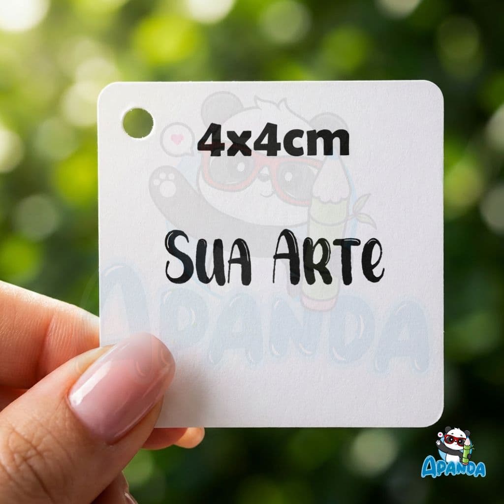Tag Personalizada 4x4 cm Quadrada - Com sua Arte ou Logo