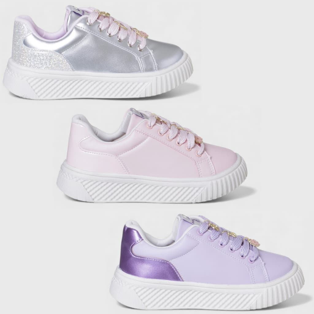 Tênis Infantil Menina Feminino Casual Moda Confortável Com Pingentes 3 Cores Disponíveis