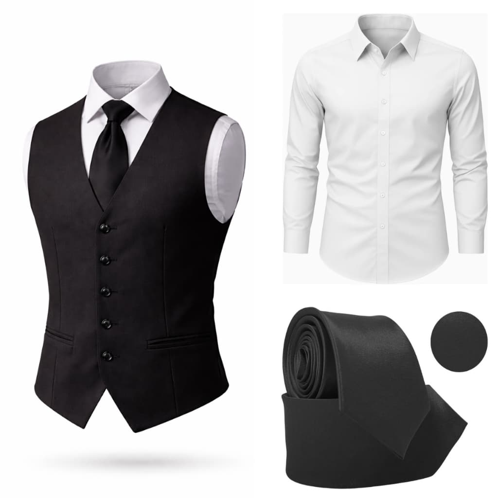 Kit Padrinho C/ Camisa Social Manga Longa + Colete Social Slim + Gravata Luxo - Oferta