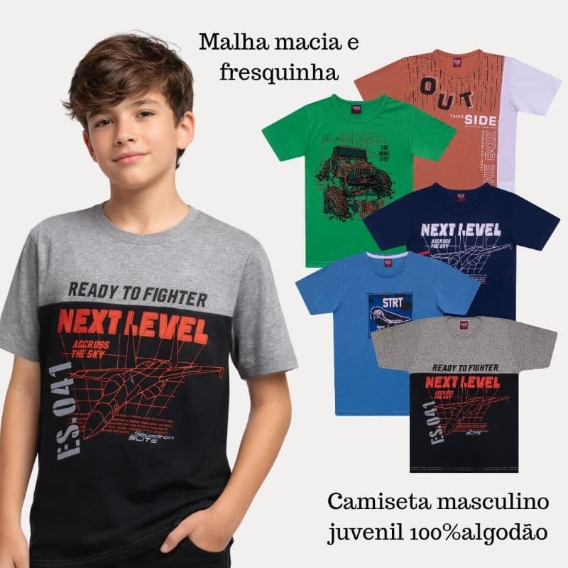 5 Camisetas Menino Juvenil - Blusas Masculinas para o Verão Premium