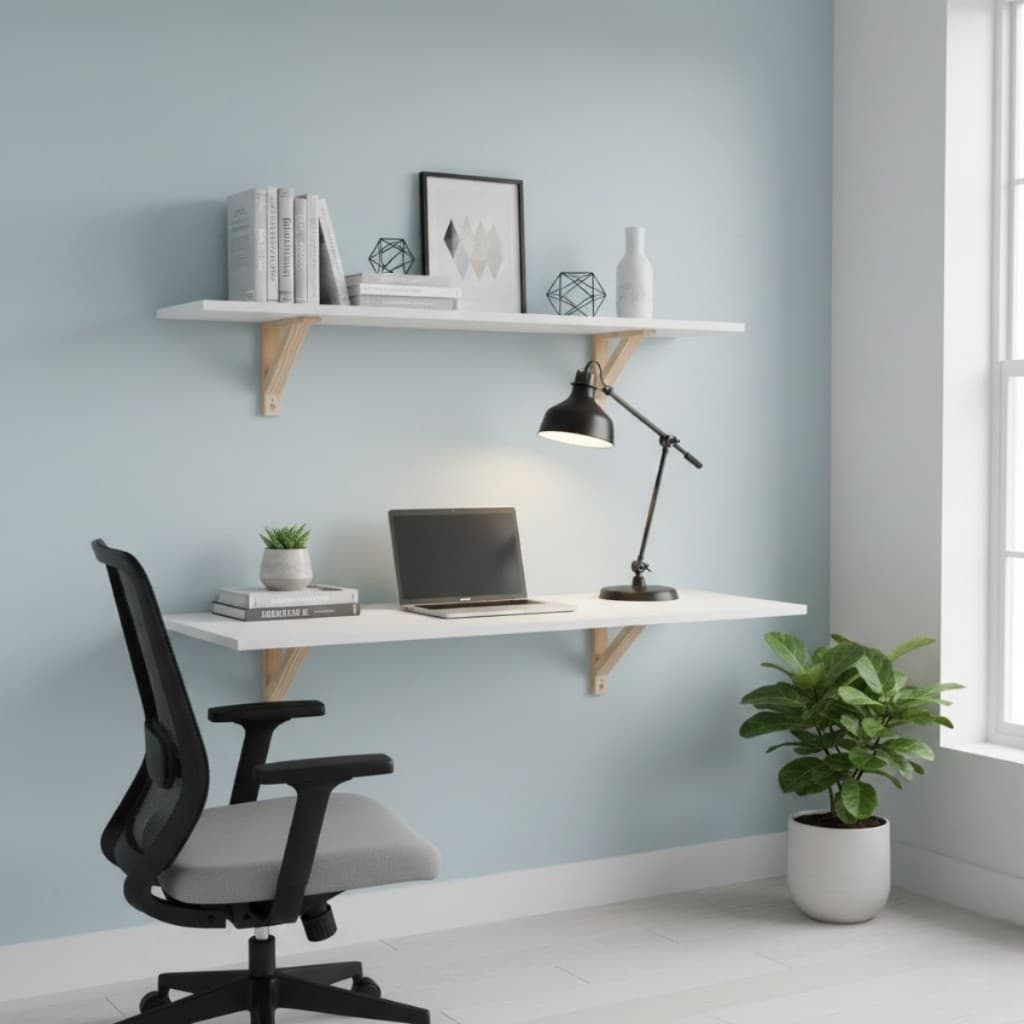 Mesa Estudos Trabalho Jogos MDF Bancada Escrivaninha Suspensa Prateleira Multiuso Home Office
