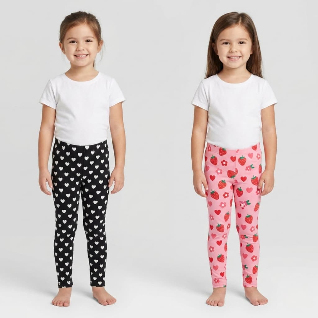Kit Roupa Menina 2 Leggings Algodão Conforto Superior Estampas Divertidas Qualidade Premium Luxo Top
