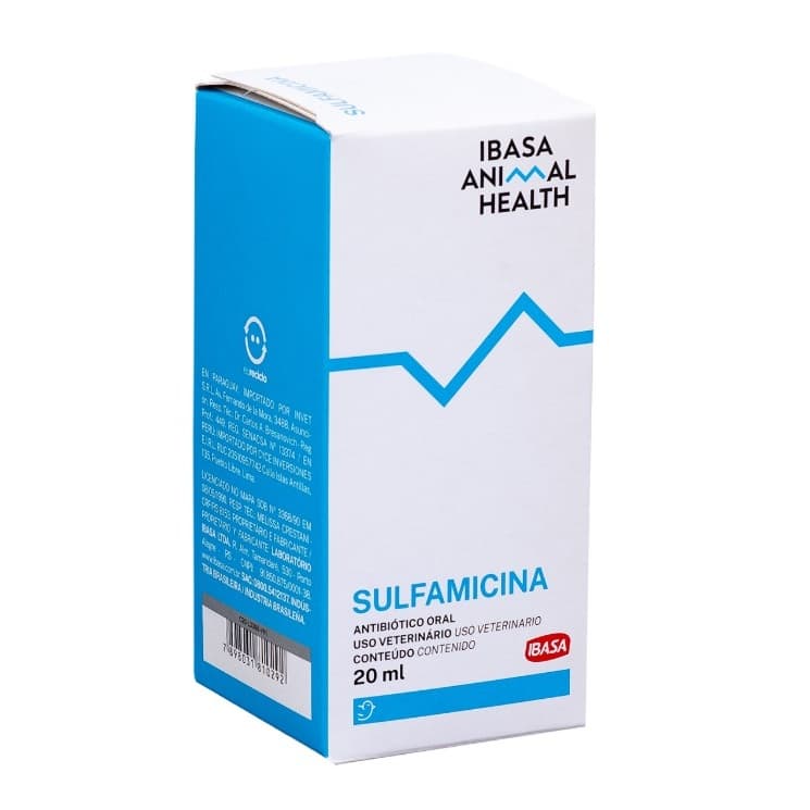 Sulfamicina Ibasa Solução Oral - Para Frangos, Perus, Coelhos e Suíno 20ml
