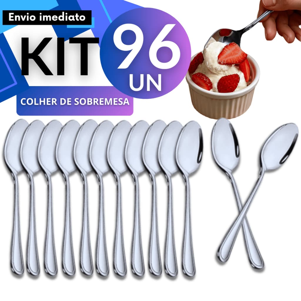 Kits 24/36/54/72/96Colheres de Sobremesa Inox Aço Inoxidável Talheres Comércio Buffet Bar Restaurante Airbnb