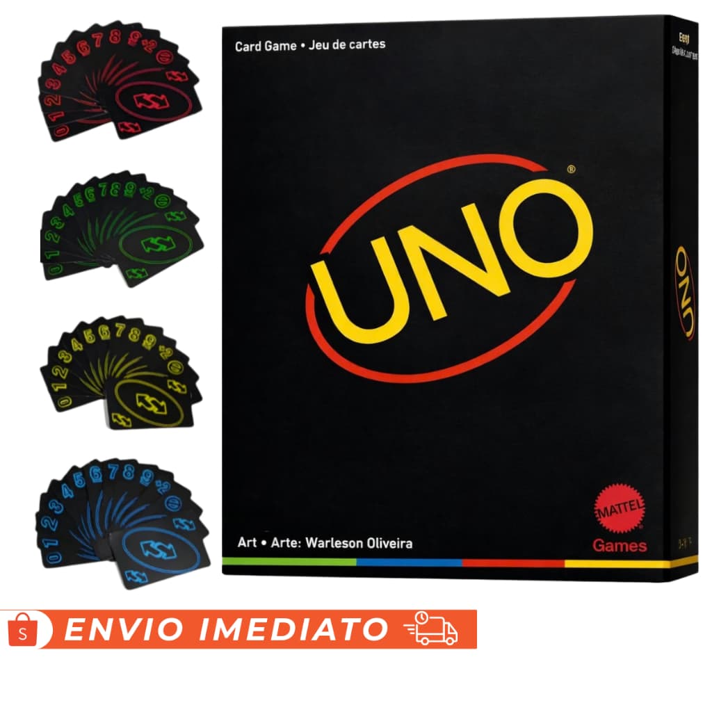Jogo de cartas UNO Black Edição Minimalista – Design Sofisticado e Clássico, Acabamento Fosco
