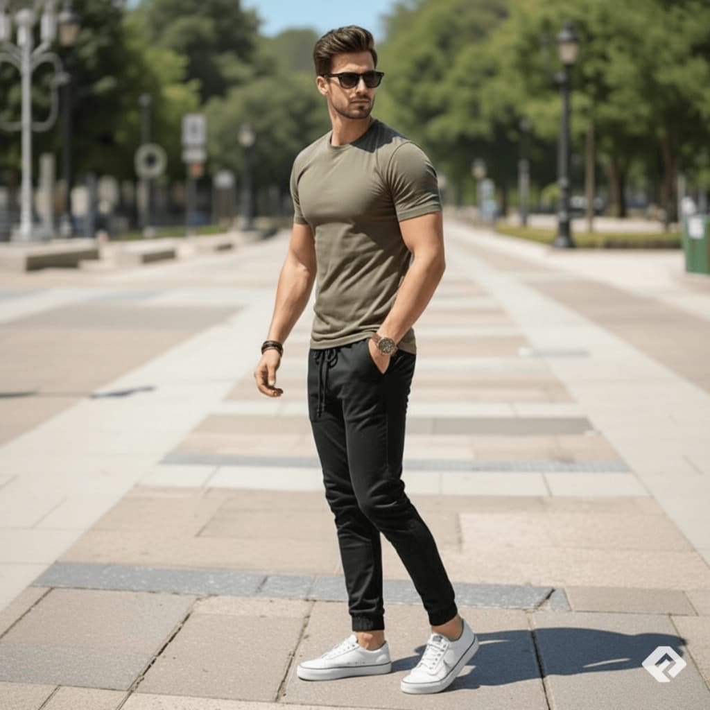 Calça Jogger Masculina Sarja ou jeans 4 Bolsos Com Punho Elástico StreetWear
