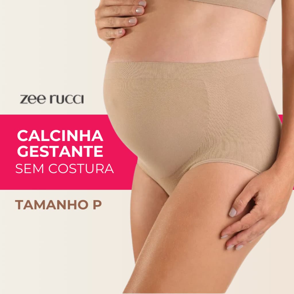 Calcinha Gestante Sem Costura Tamanho P Maternidade Gravidez Bege Nude Zee Rucci