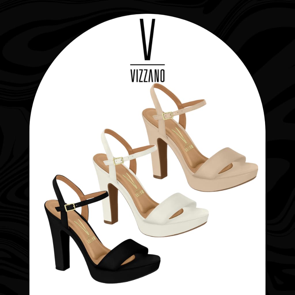 Sandália Vizzano Feminina Meia Pata Salto Grosso Elegante Leve Confortável Casual Elegante Chique