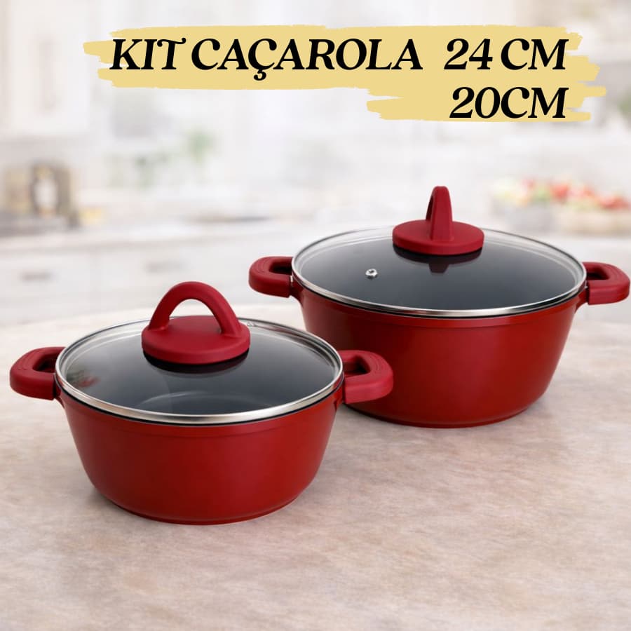 Kit 2 Panelas Cerâmicas antiaderente caçarola 20/24cm Não gruda