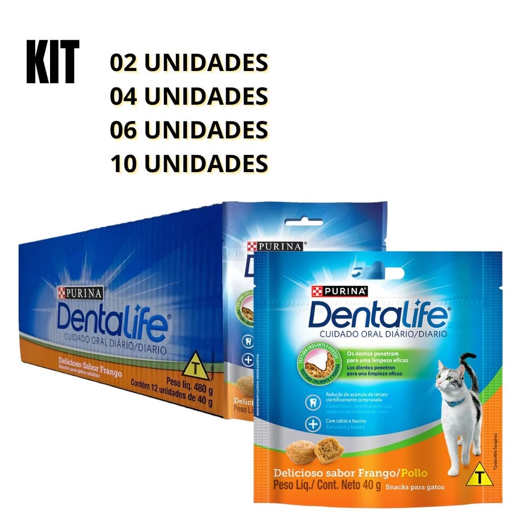 PETISCO GATO DENTALIFE PURINA NESTLÉ 40G KIT 02/04/06/10 UN PROMOÇÃO