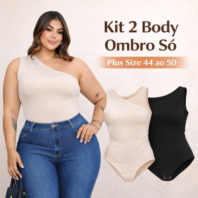 Kit 2 Body Plus Size suplex modelador, não transparente, com forro e fecho. Valoriza curvas, conforto total. Garanta já