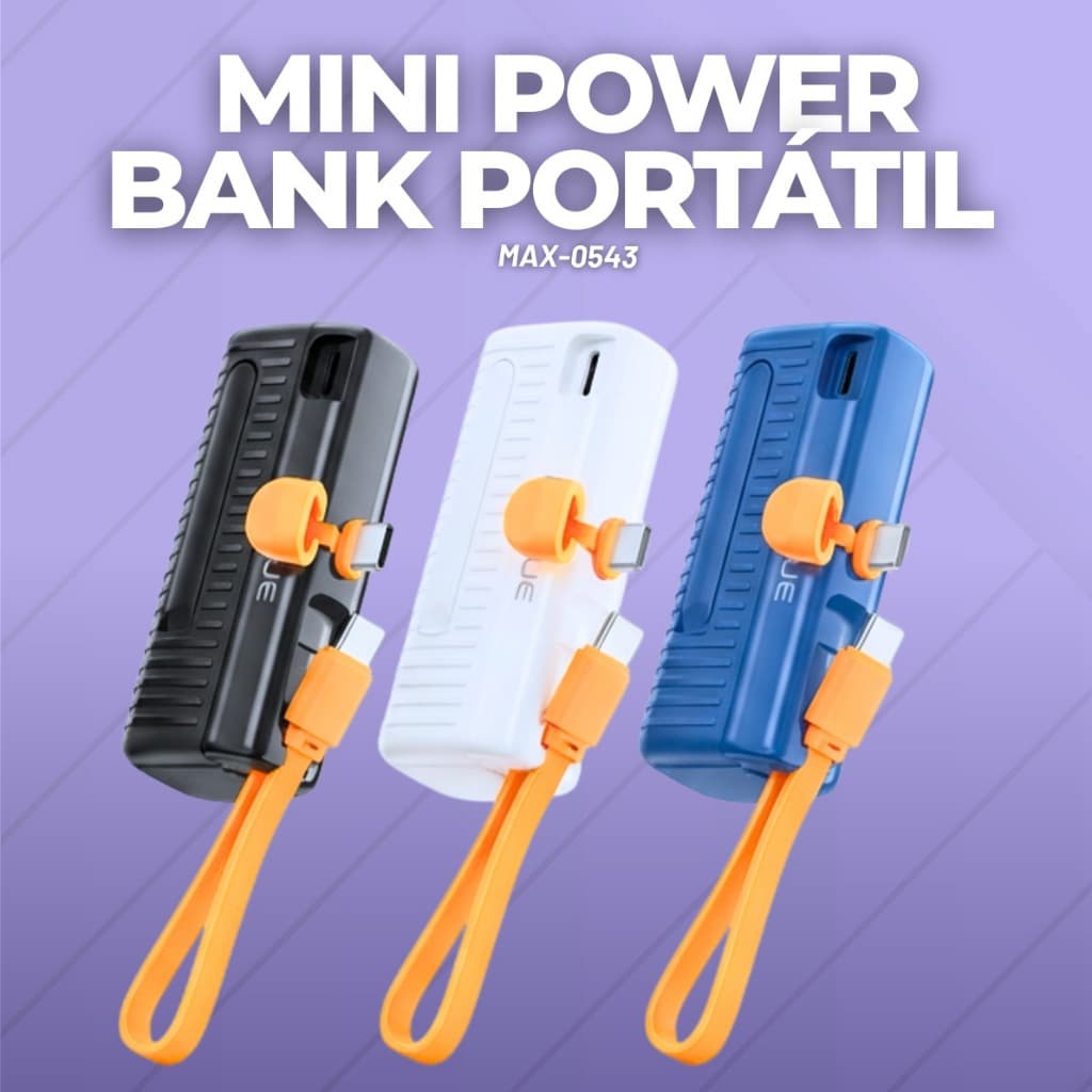 Mini Carregador Portatil Power Bank Para Celular 5000mah ITipo C e IOS