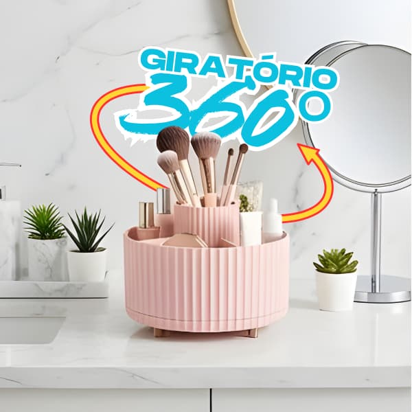 ORGANIZADOR DE MAQUIAGEM GIRATÓRIO 360º – DESIGN MODERNO E ELEGANTE