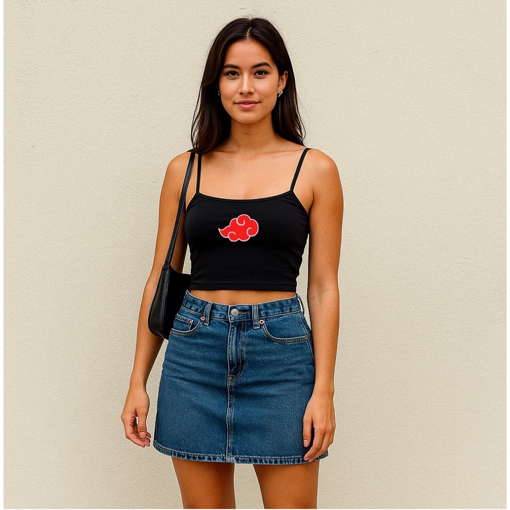 Cropped feminino feminina regata desenhos moda croped naruto nuvem geek