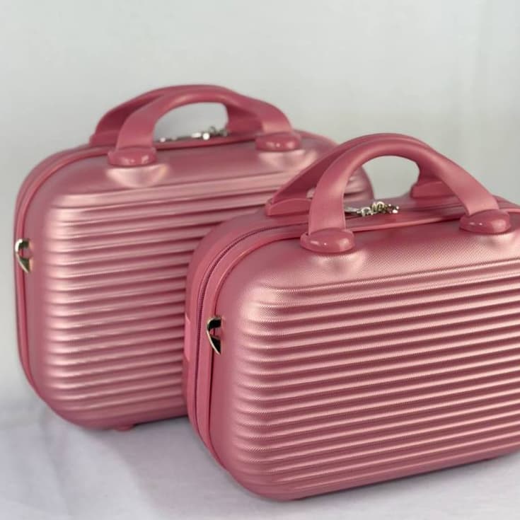 Kit 2 Frasqueiras Rigida Necessaire- Rosa com alça Organizador