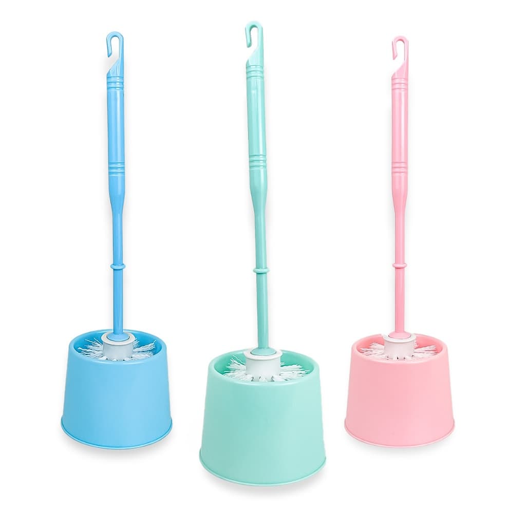 Kit Com 5 Escovas Lava Sanitário Com Suporte Plástico Banheiro Lavabo Decoração Colorida