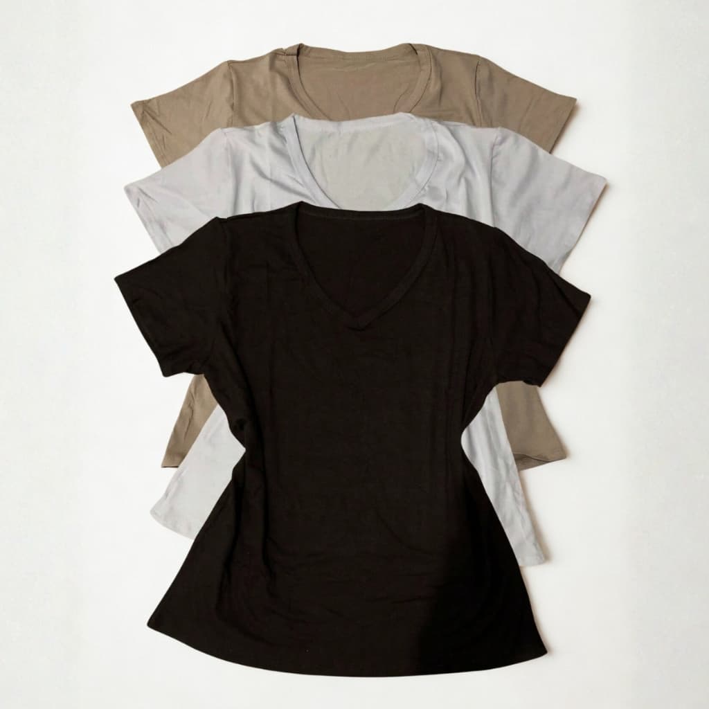Kit 3 ou 2 Camiseta Básica Manga Curta Feminina  Casual P ao GG Viscolycra
