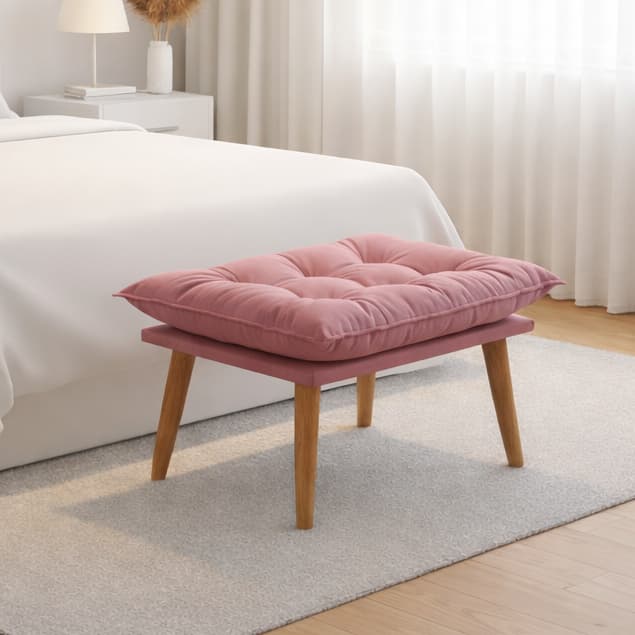 Puff Banqueta Opala Slim Decorativo Pés Retrô Palito