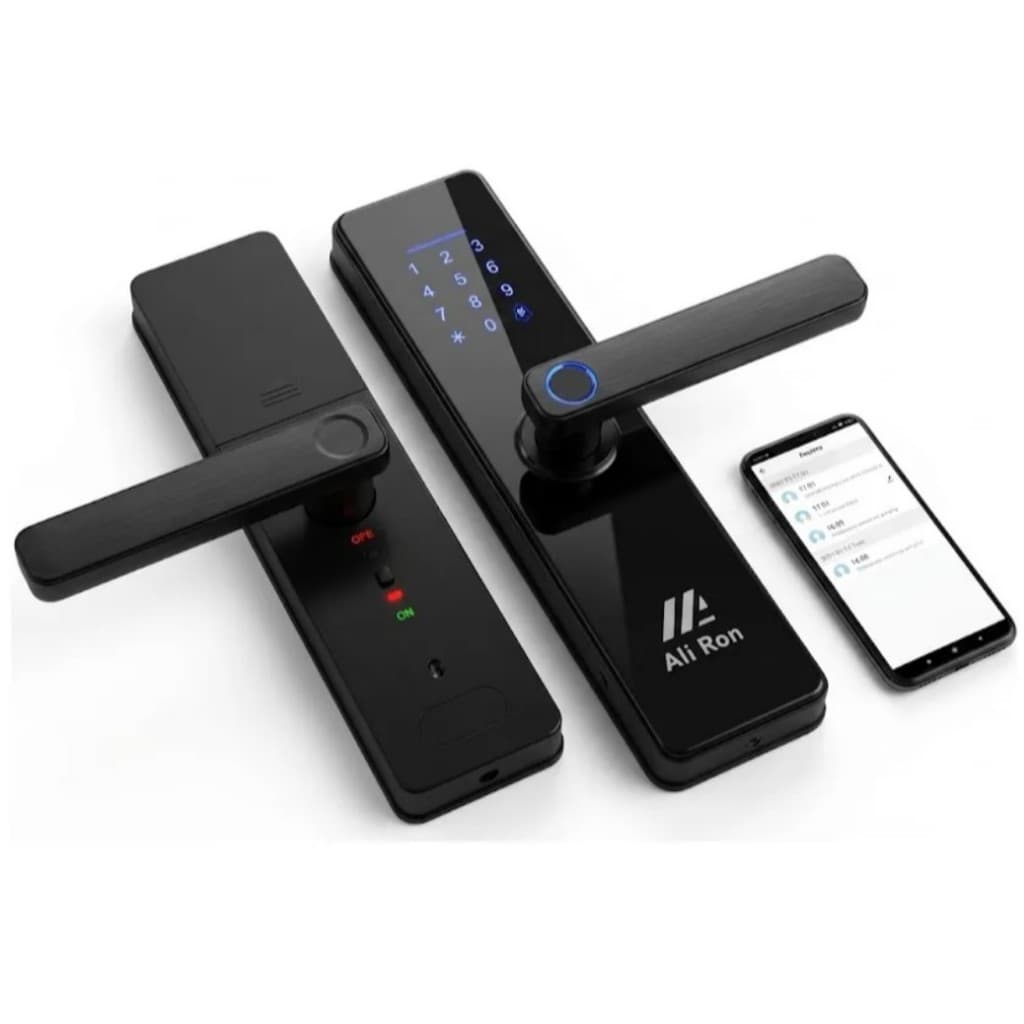 Fechadura Digital Biométrica Wi-fi Touch Senha Cartao Preto Preto Biometria F1