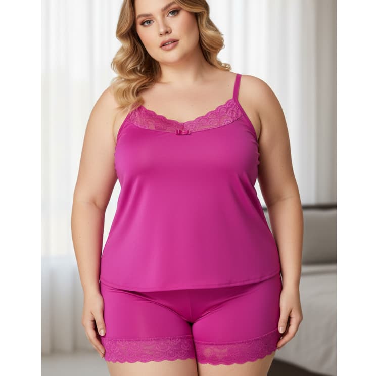 Baby Doll Plus Size com Renda Confortável Sedoso Alça Regulável Reforçada Conjunto Tamanho Grande